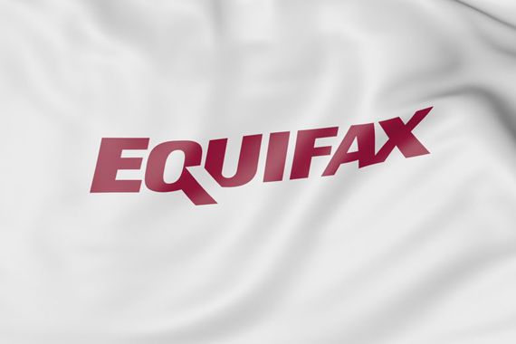 Le logo d'Equifax sur un drapeau blanc.