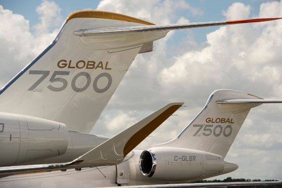 La queue d'avion Global 7500.