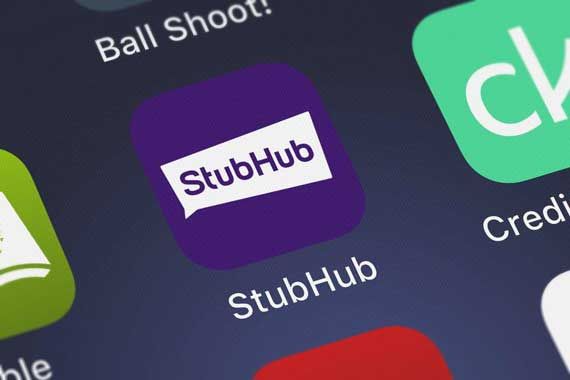 L'application StubHub sur un écran de téléphone intelligent.
