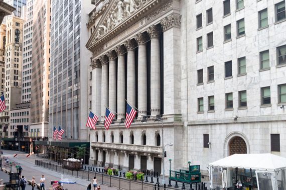 La devanture de la Bourse de Wall Street