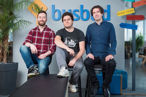 Les cofondateurs de Busbud (de gauche à droite) Michael Gradek, Frédéric Thouin et Louis-Philippe Maurice