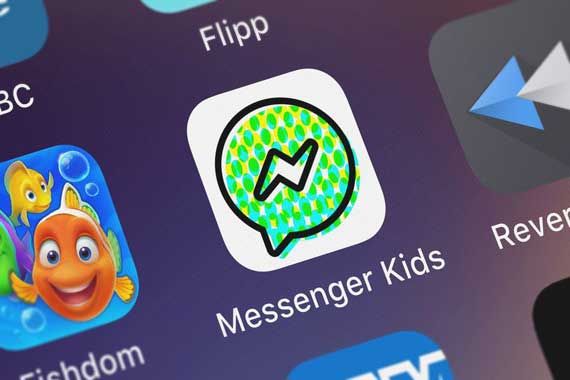 Le logo de l'application Messenger for Kids sur un téléphone intelligent.