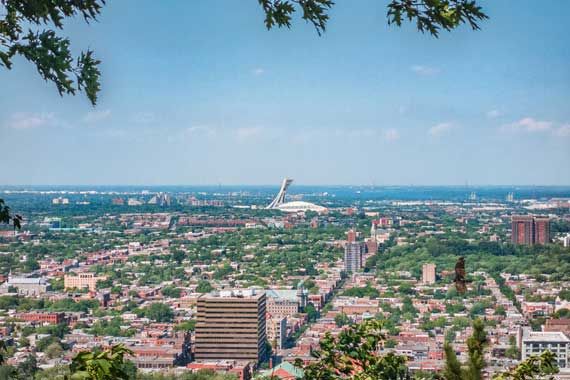 Une vue de Montréal prise du Mont-Royal.