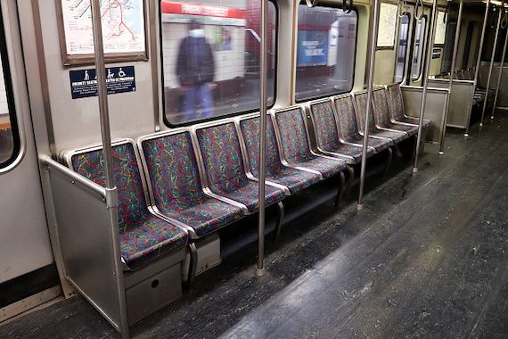 Un wagon de métro vide à Boston