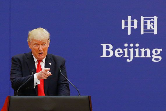 Donald Trump lors d'un discours en Chine.